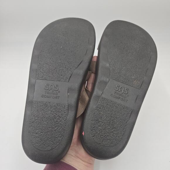 SAS Tripad Comfort Sandals Beige Leather Open Toe Triple Buckle Strap Size 9 M - Picture 6 of 6